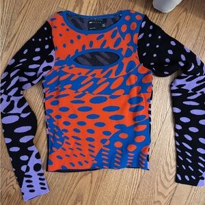 ASOS Colorful Patterned Long Sleeve Top With Cutout Detail